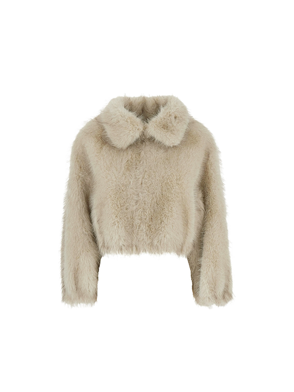 VALENTINI 翻領人造皮草夾克