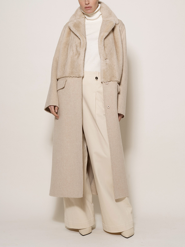 VALENTINI 皮草拼接長外套