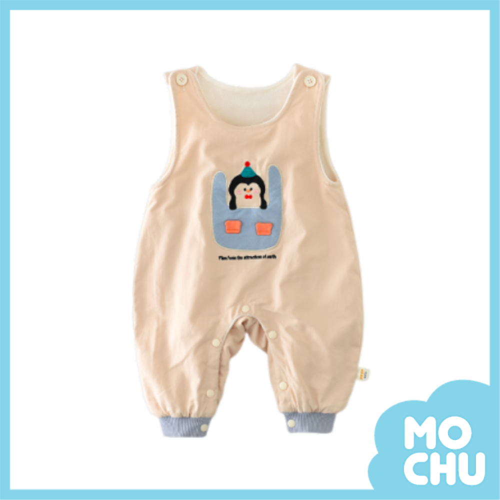 戴帽企鵝加絨吊帶連身衣