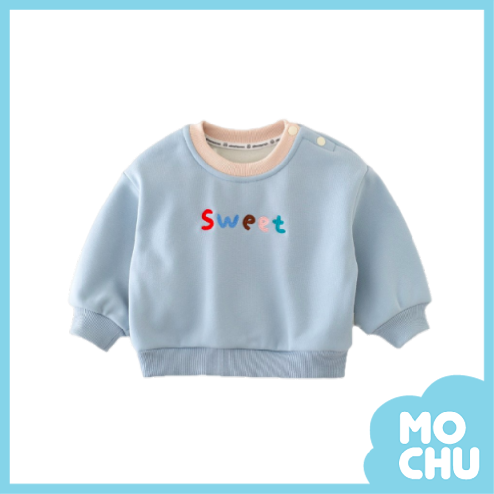 sweet字母加絨長袖上衣