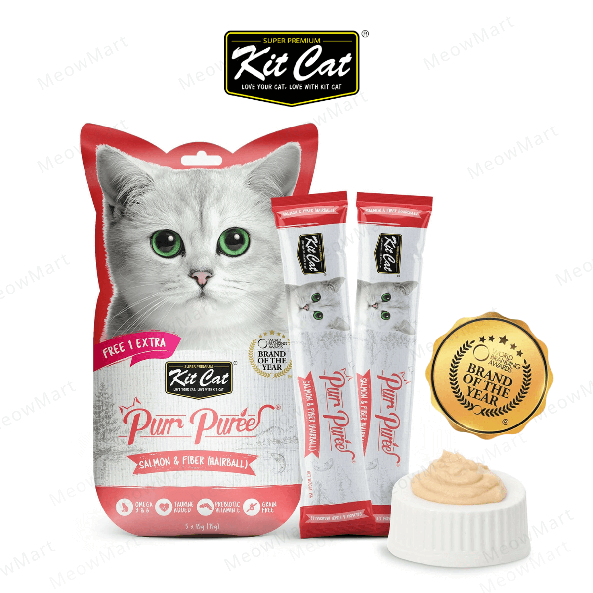 Kit Cat 養生肉醬 (三文魚+纖維) *去毛球* 15g x 5