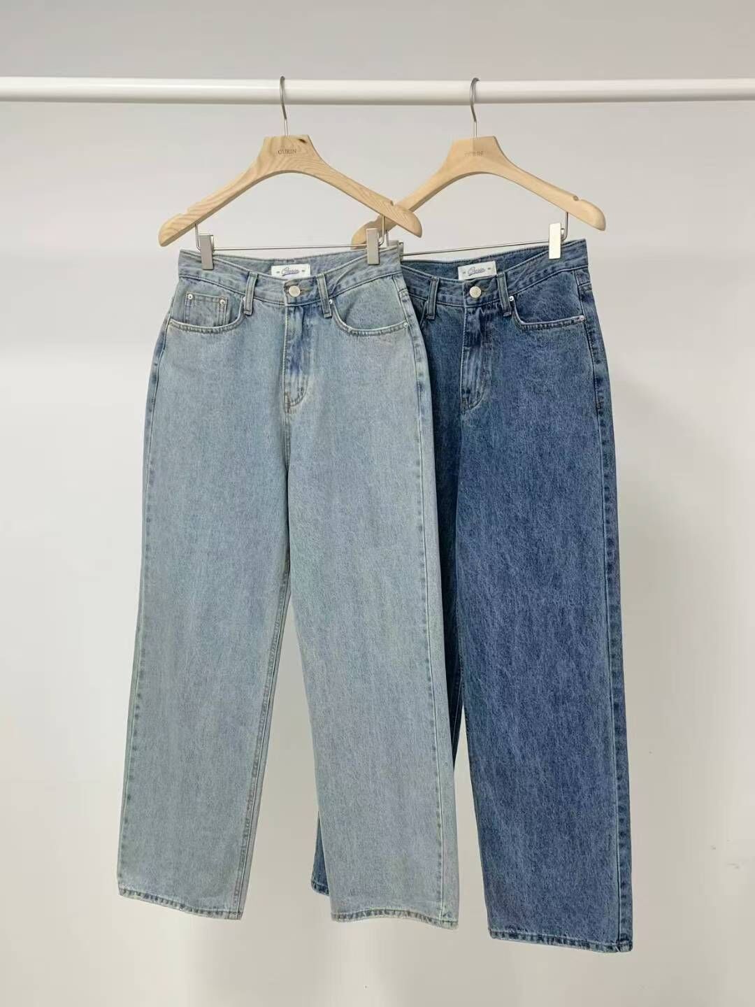 OU5322 波紋洗水直筒牛仔褲