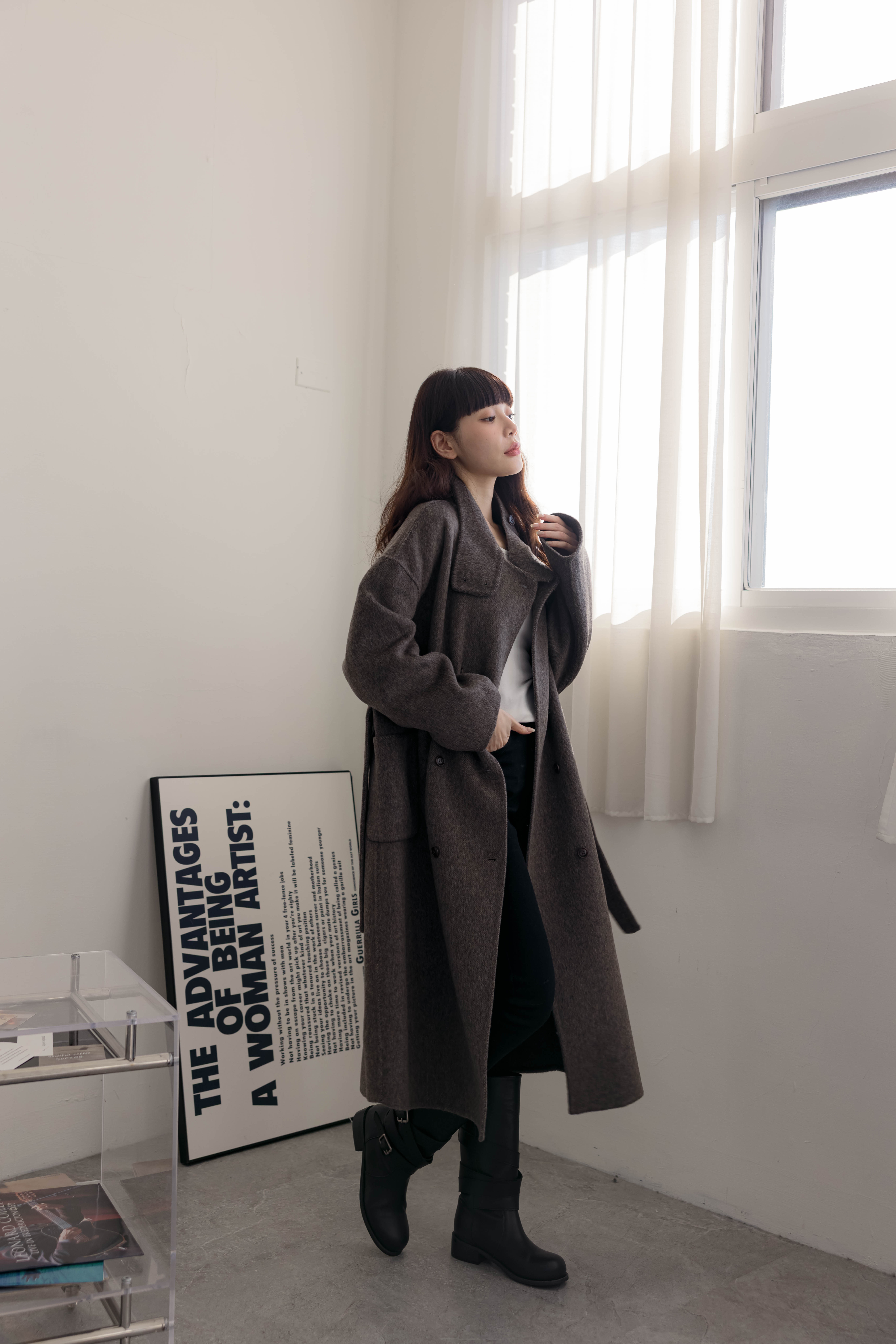（現貨）#AG07 時髦小立領羊毛大衣(咖/灰)