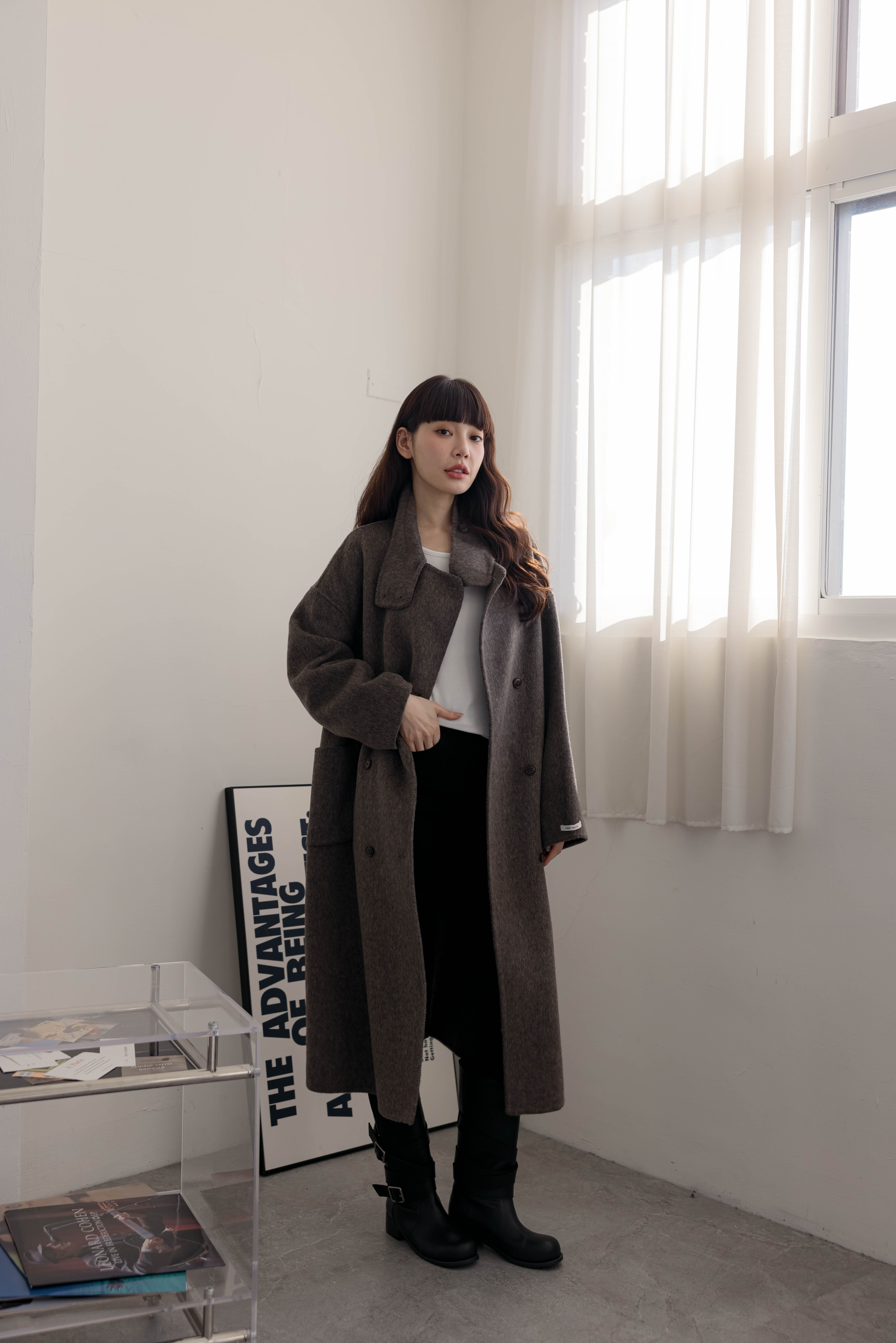 （現貨）#AG07 時髦小立領羊毛大衣(咖/灰)
