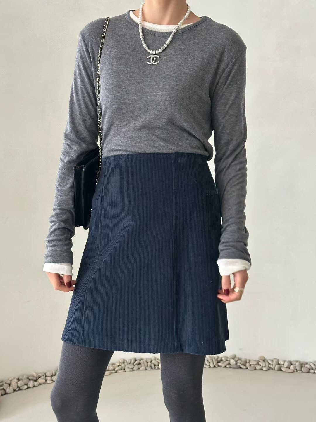 亮眼色系兩側壓線燈芯絨A字裙短裙-S-Ｍ / 2色