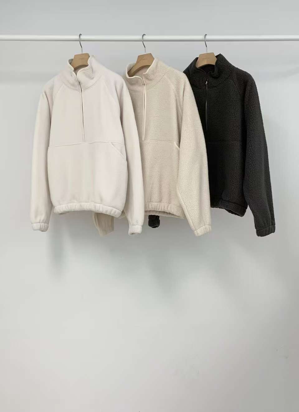 OU5334 搖粒絨拉鍊立領衛衣