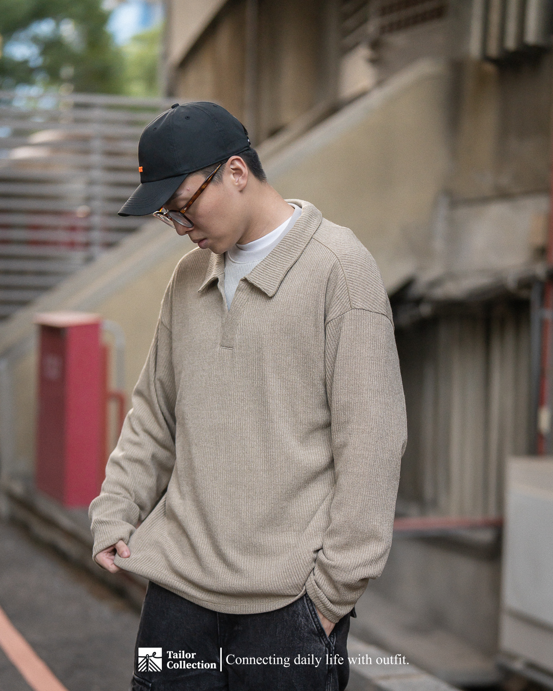 #預購 Tailor collection 老前鋒 假兩件拼接長袖 翻領針織衫 兩色