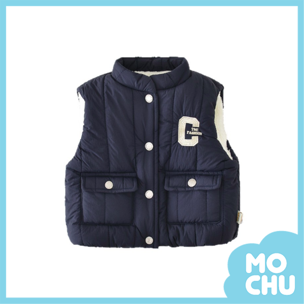 (100cm現貨)C字雙口袋加絨加厚防風背心