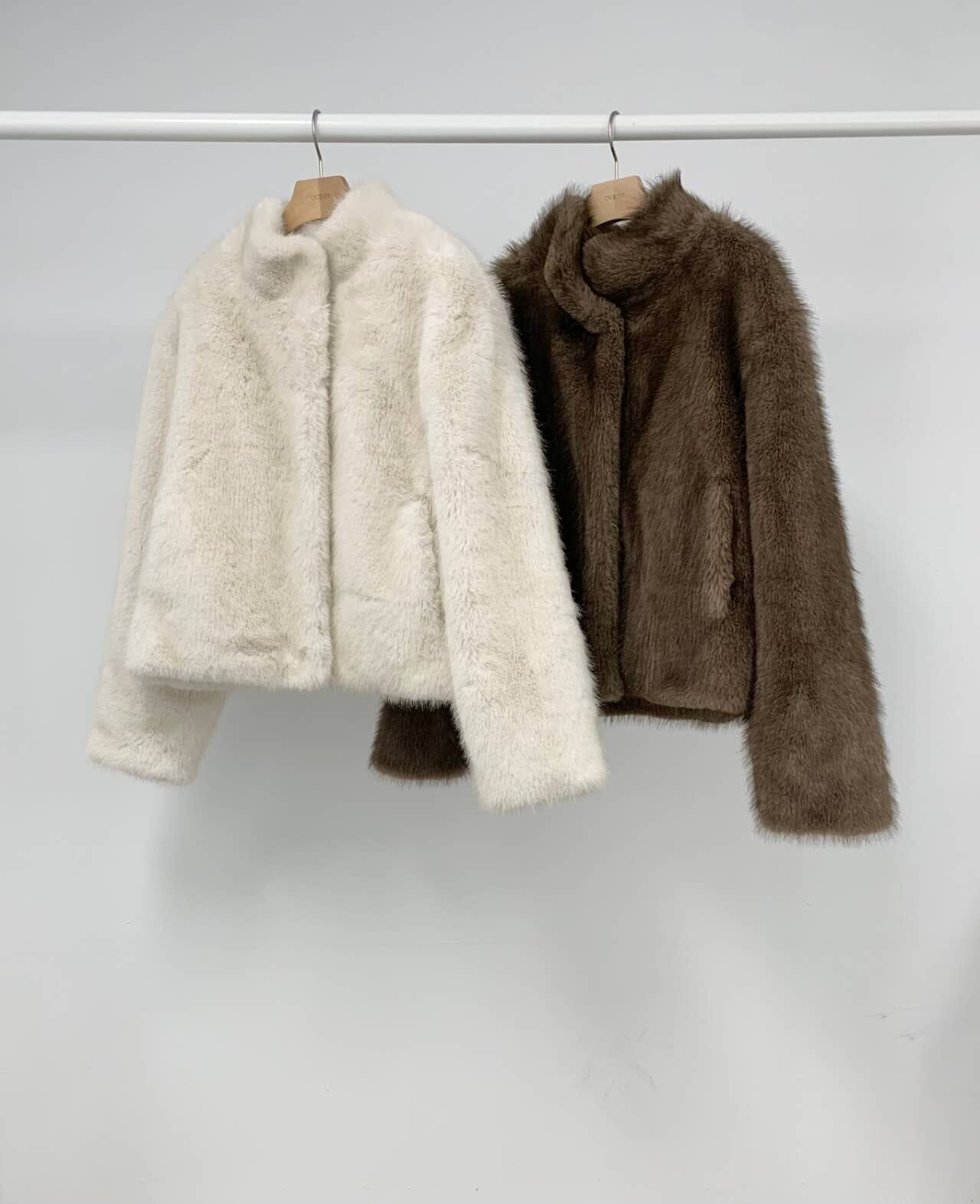 OU5337 仿皮草立領外套