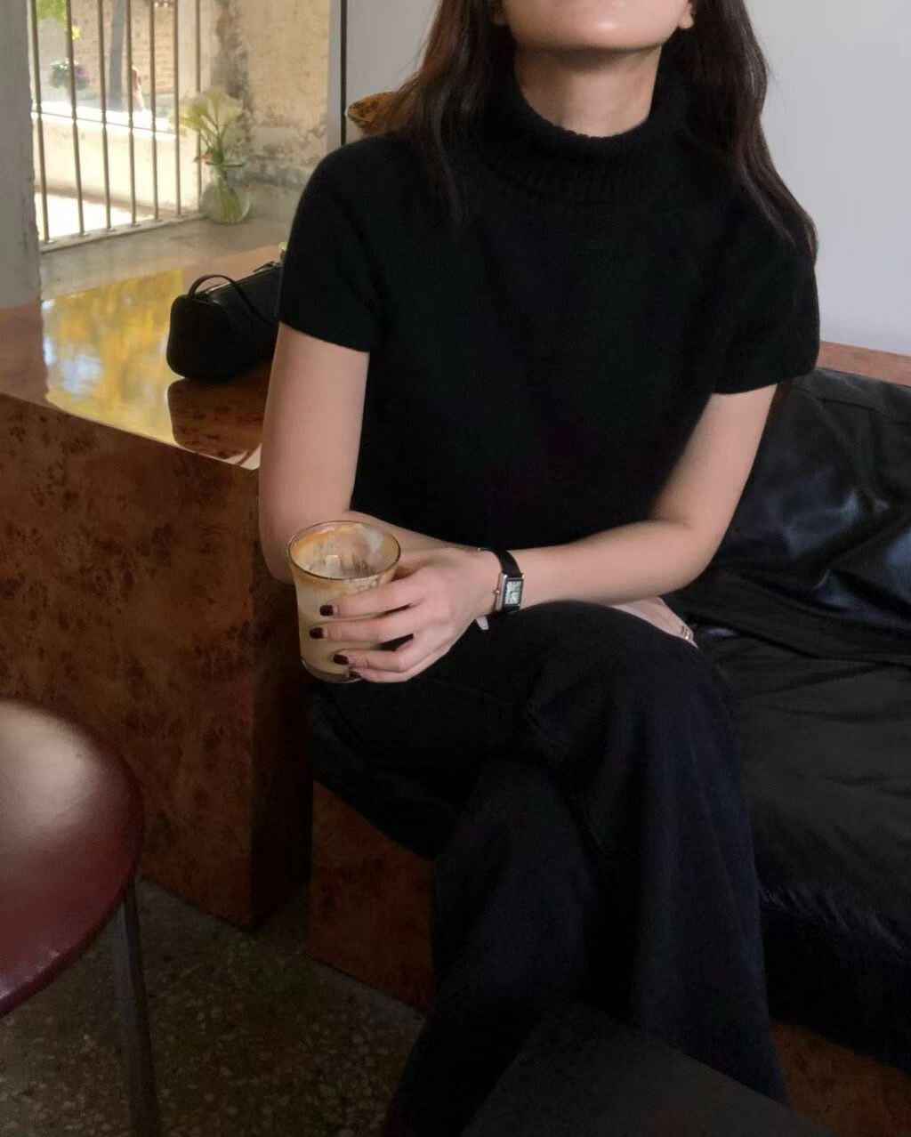 氣質女子短袖高領針織毛衣 / 4色