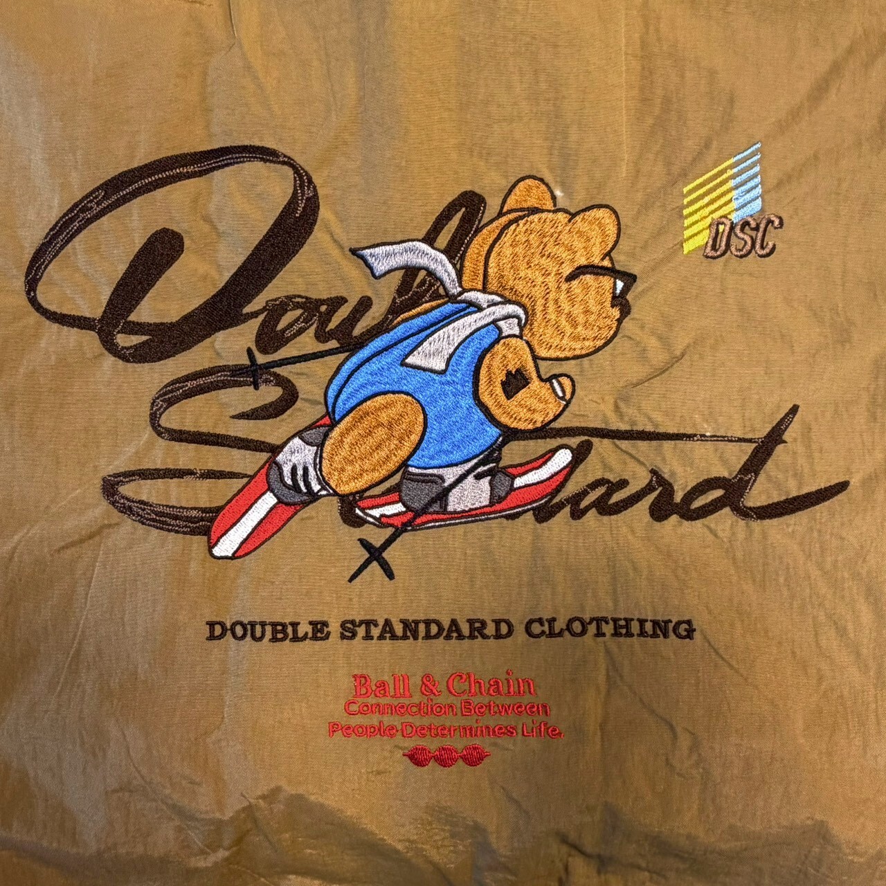 Ball＆Chain 刺繡環保購物袋 M號 - 棕 (0400008253)