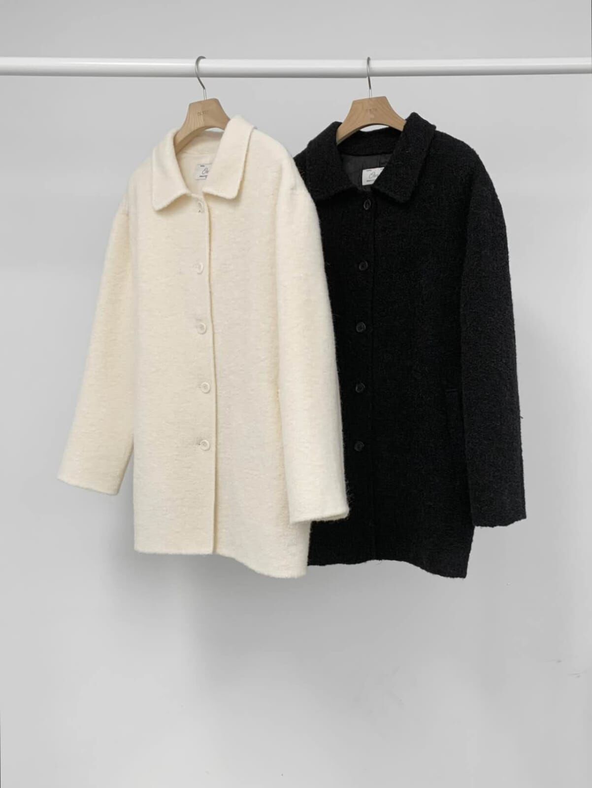 OU5341 粒粒毛小反領中長大衣