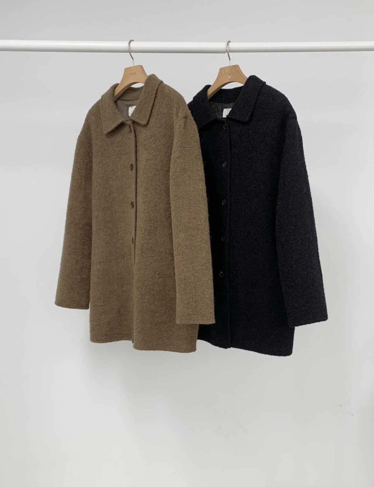 OU5341 粒粒毛小反領中長大衣