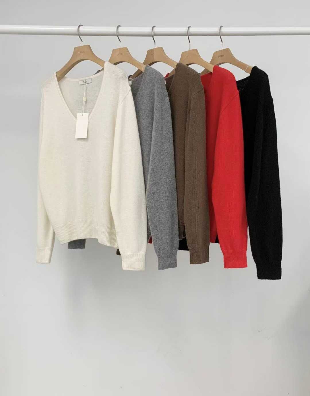 OU5343 三角圍巾V領針織衫