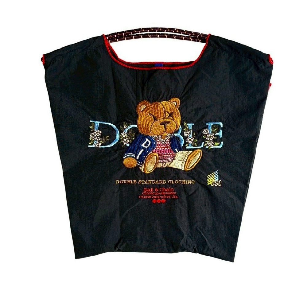 Ball＆Chain 刺繡環保購物袋 M號 - 黑 (0400009253)