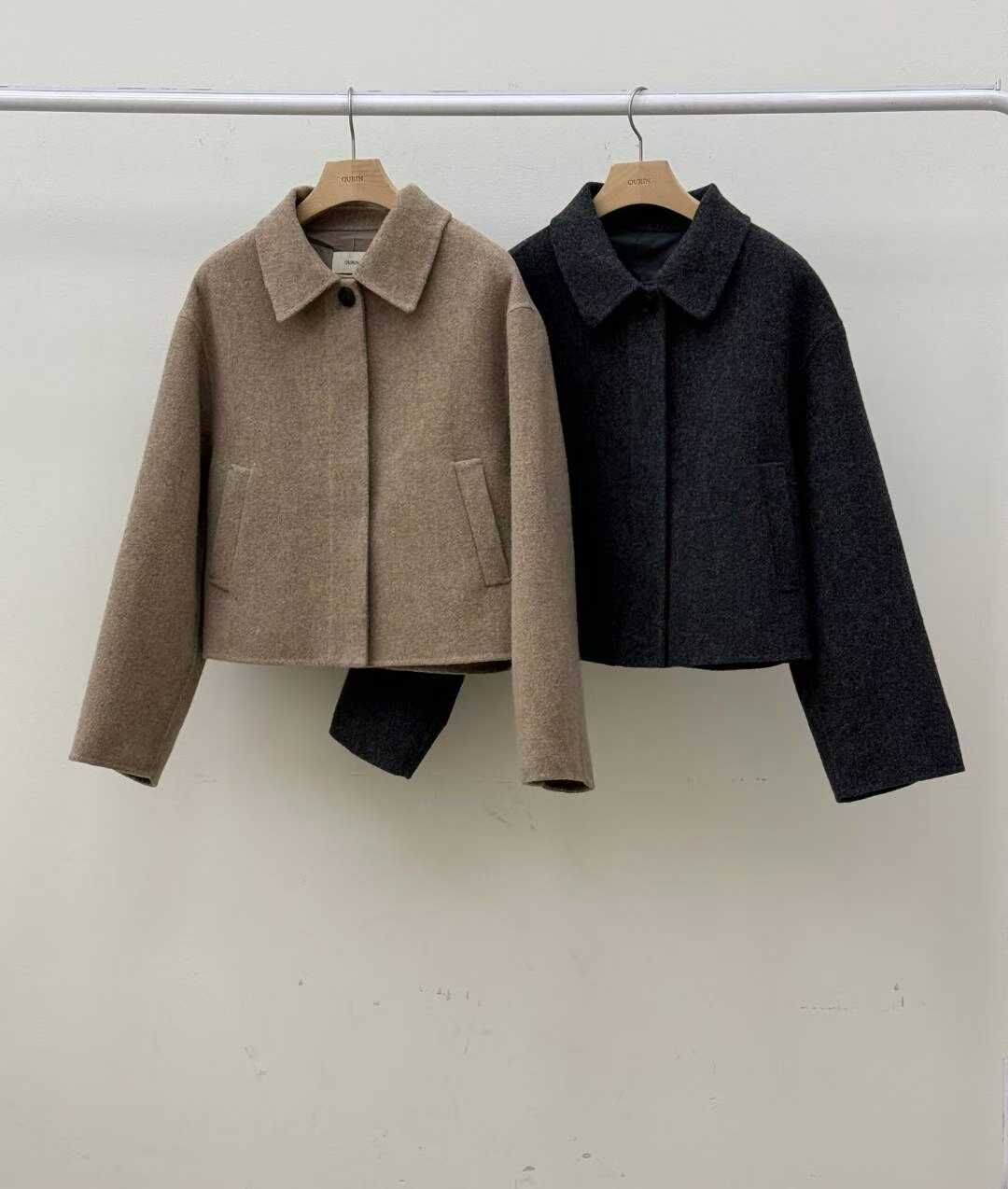 OU5344 利落小反領羊毛外套