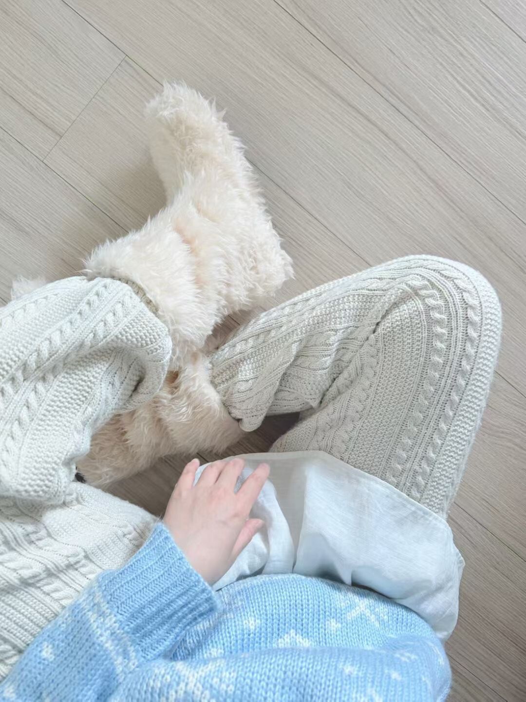 雲朵白愛心綴飾溫暖長毛雪地靴