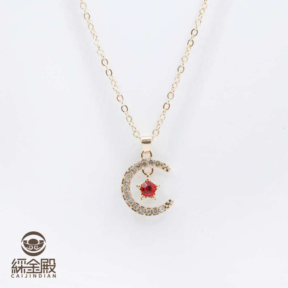 紅寶石-誕生石星月轉運項鍊｜七月｜熱情｜財富｜過爐【綵金殿】