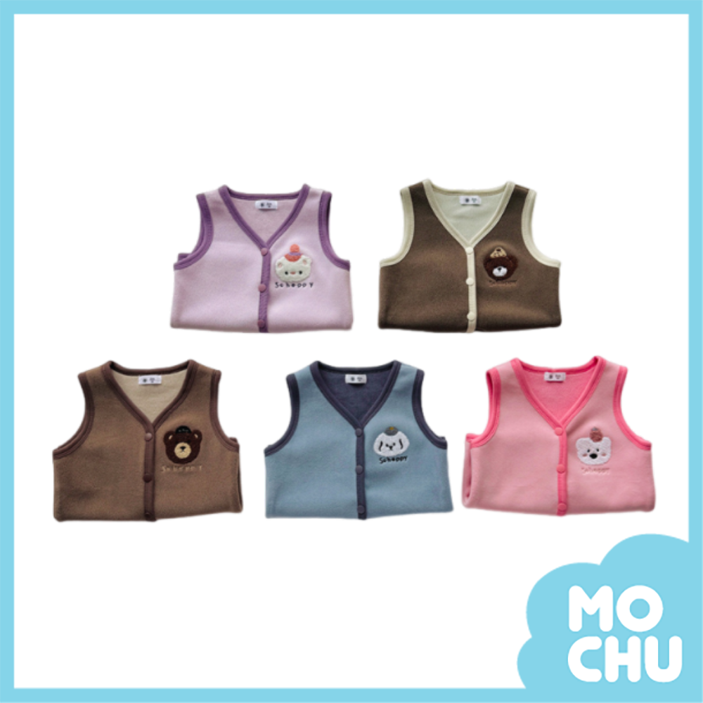 動物布繡搖粒絨背心(五色)