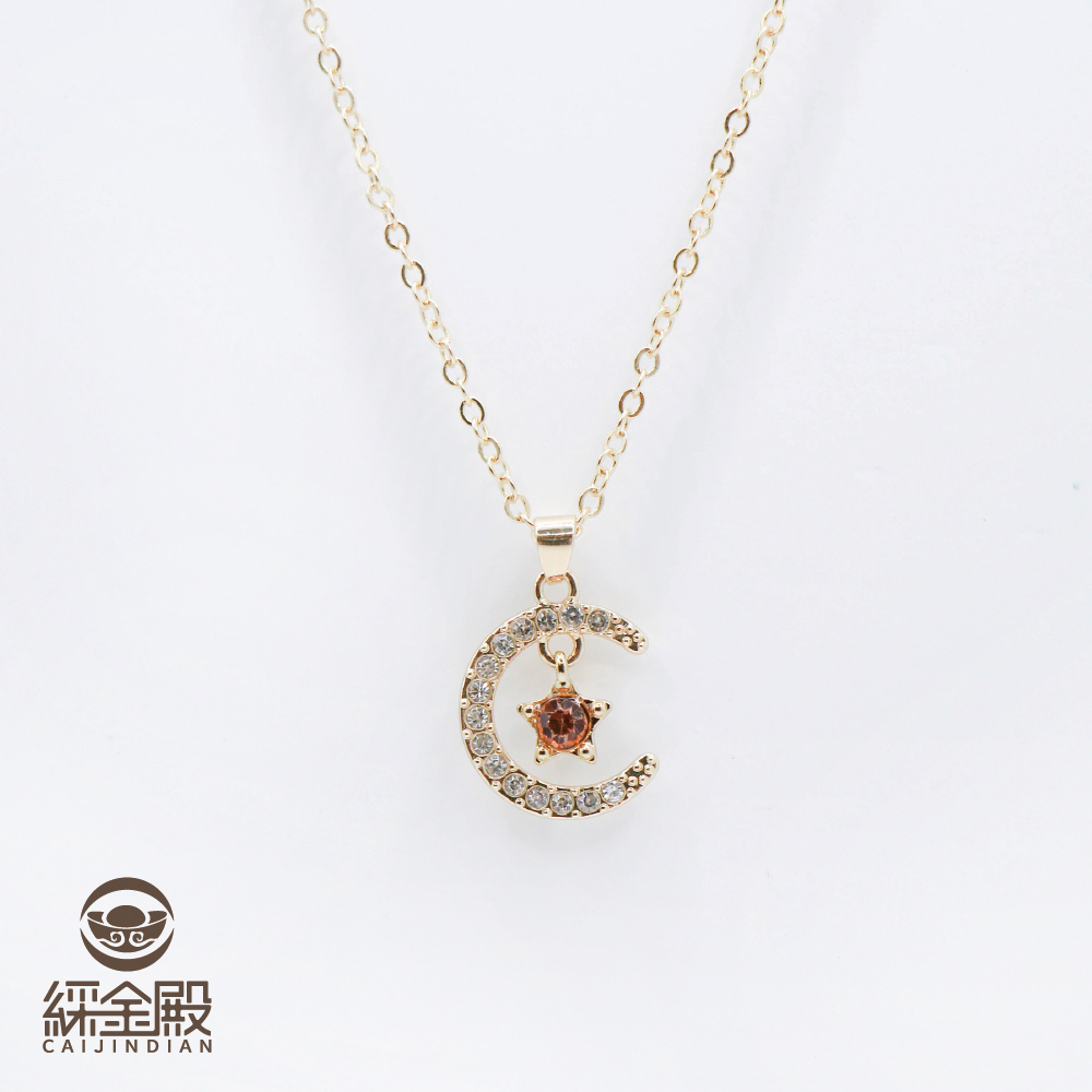 黃玉-誕生石星月轉運項鍊｜十一月｜團結｜友誼｜過爐【綵金殿】