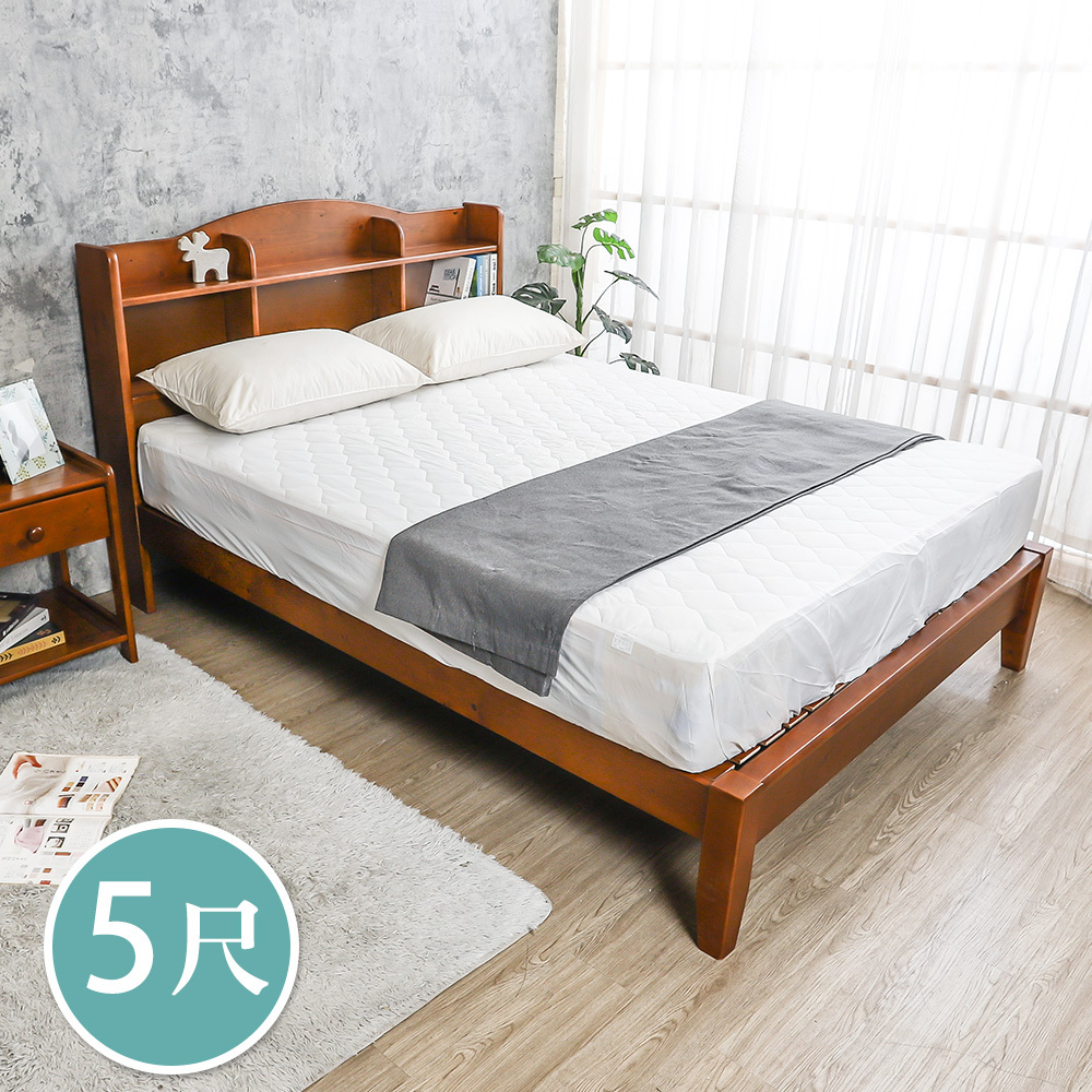 克查5尺實木書架雙人床架