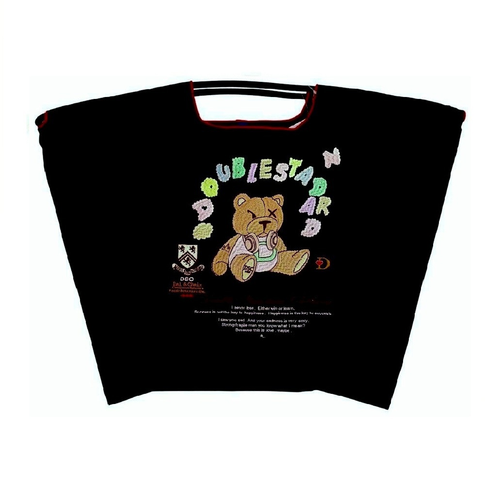 Ball＆Chain 刺繡環保購物袋 L號 - 黑 (040000025301)