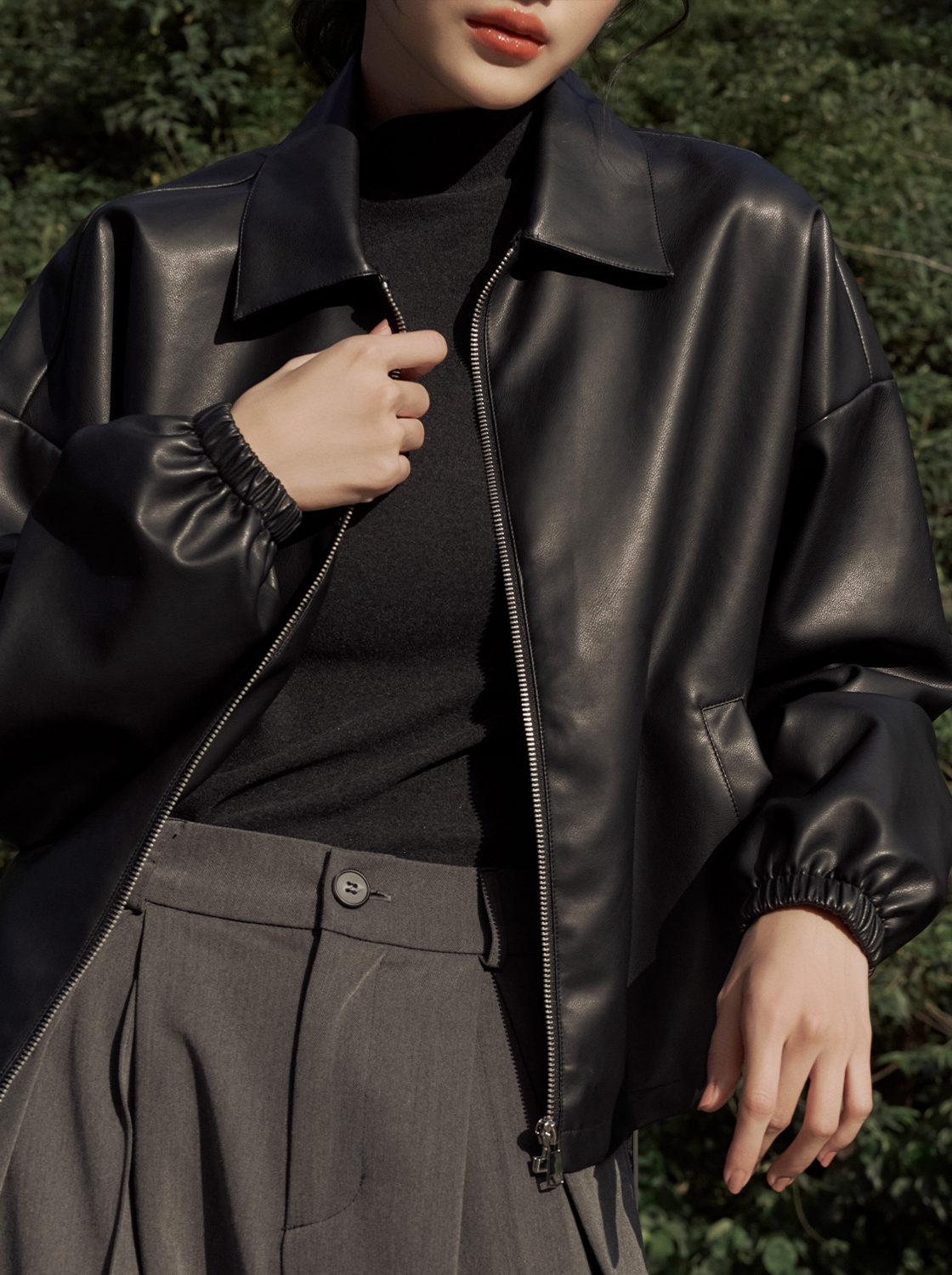 【期間限定】經典翻領皮外套