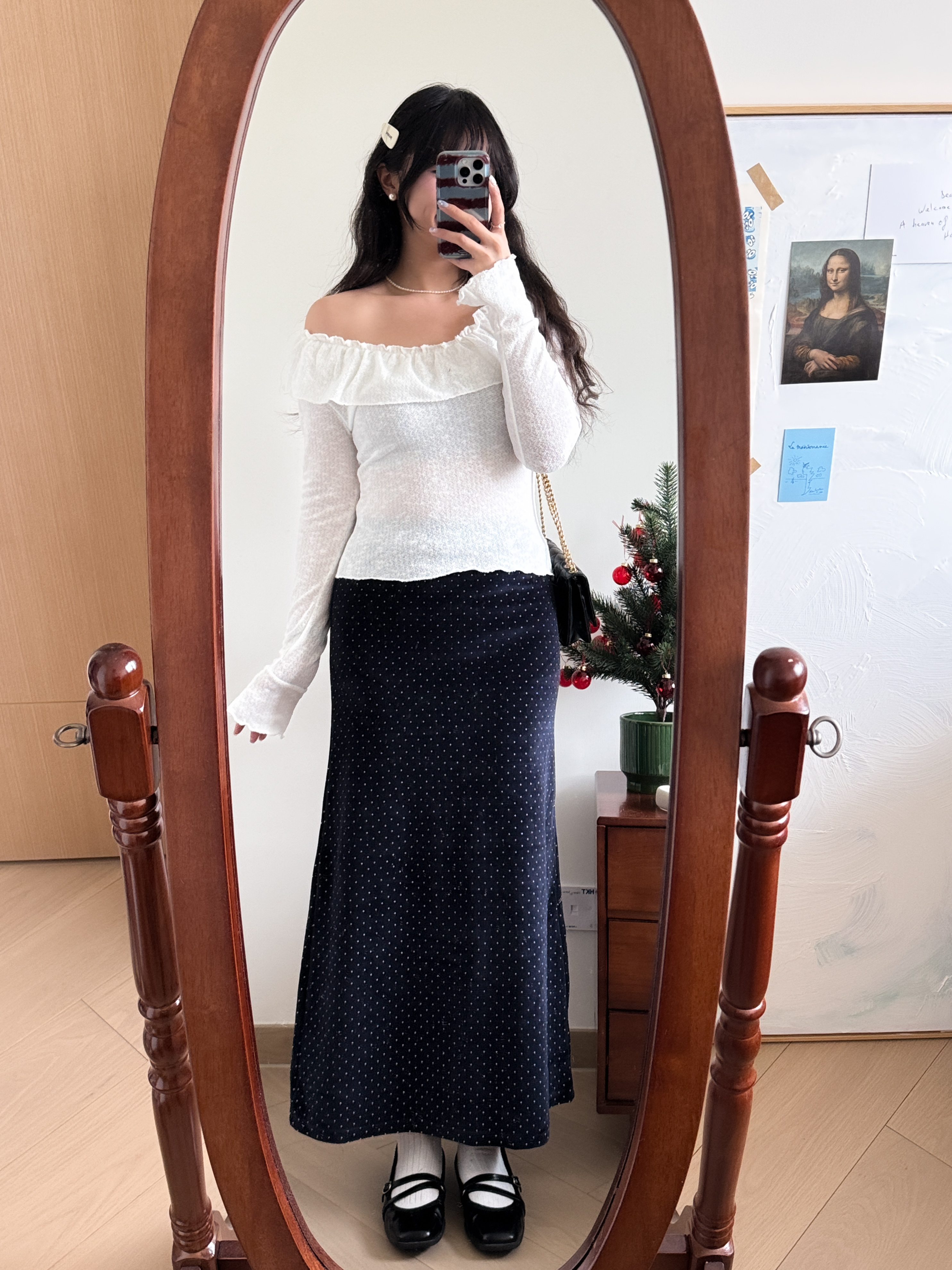 vinage velvet dotted skirt