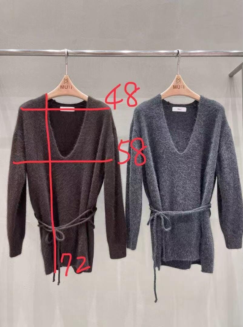 MU5318 低V針織綁帶羊毛毛衣