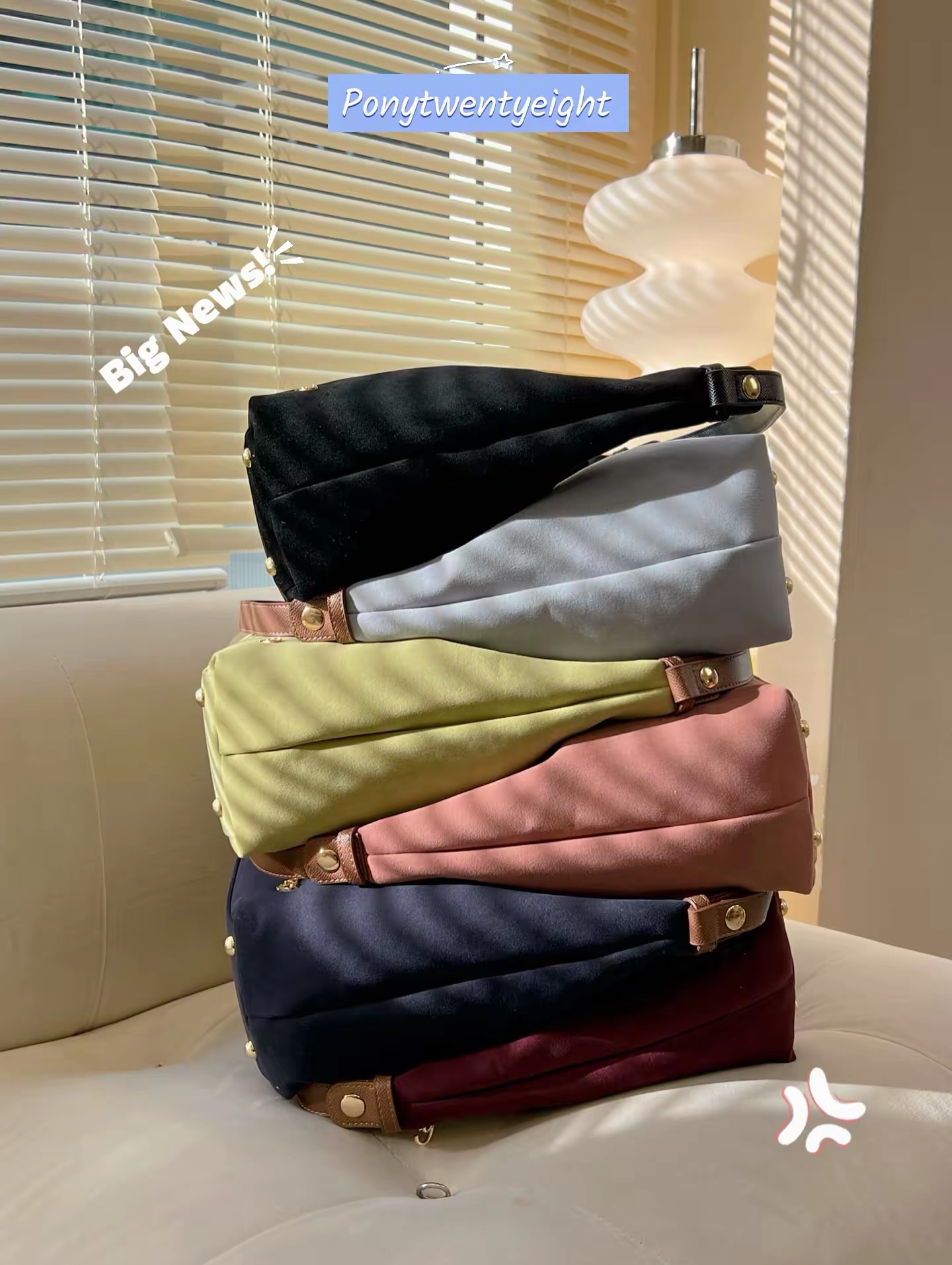 #預購 🇹🇭泰國 PONY PONY MO-YA 短款 “大款”麂皮拼接 牛角包