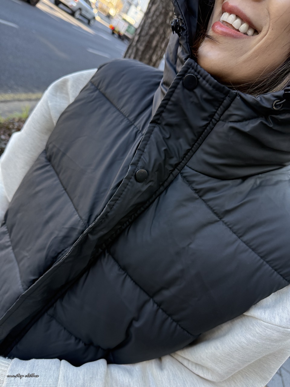 正韓低調保暖拉鍊鋪釘釦背心 (黑)