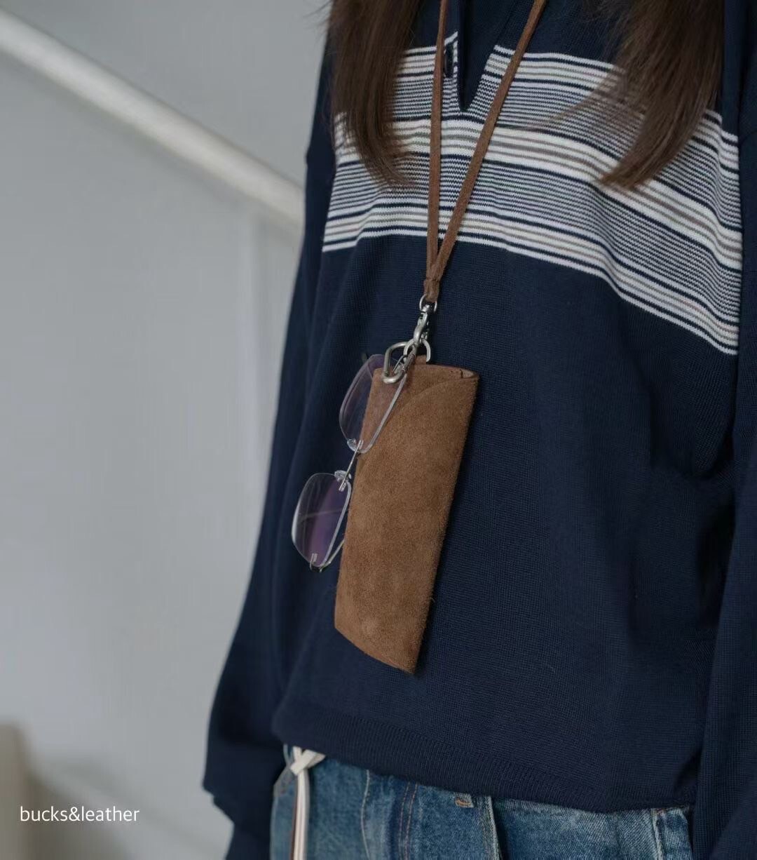 Bucks & leather 牛皮便攜掛式眼鏡包 / 5色