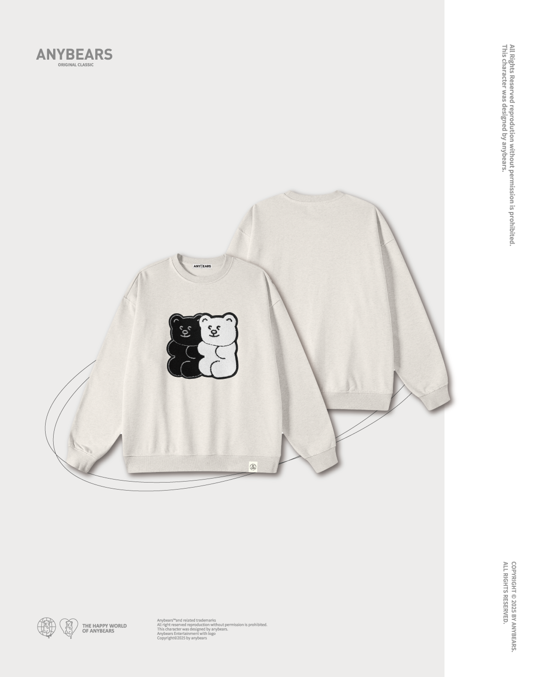 AB-CLS® 毛巾刺繡黑白大熊重磅大學T-S12 Towel Embroidered Bear University T