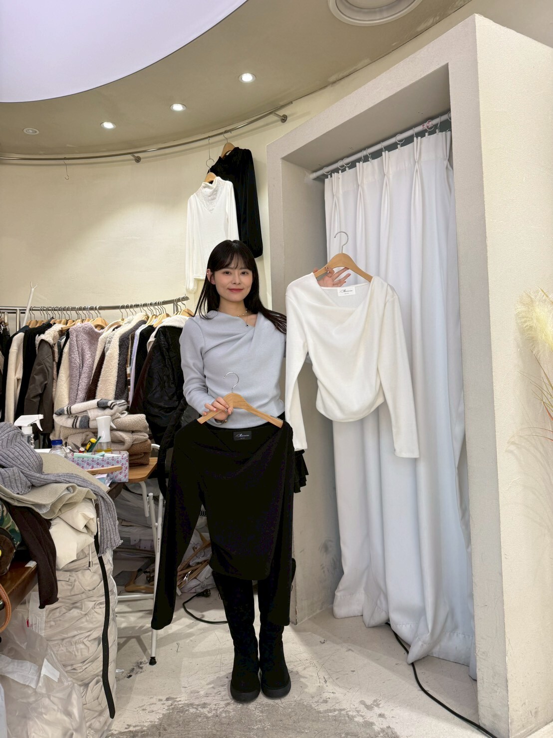 SU5366 抓皺垂領收腰上衣