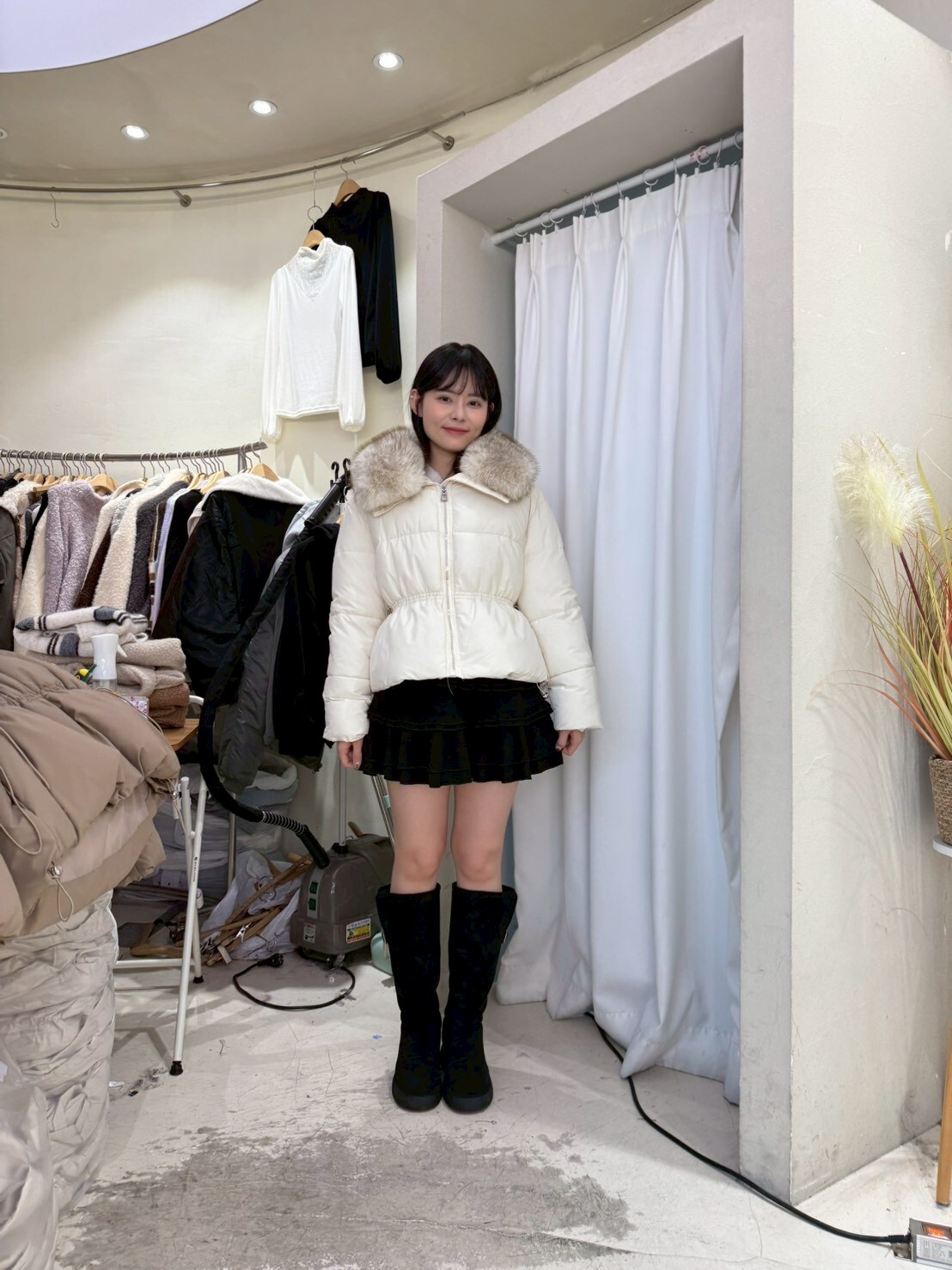 SU5362 滑滑毛領可束腰羽絨