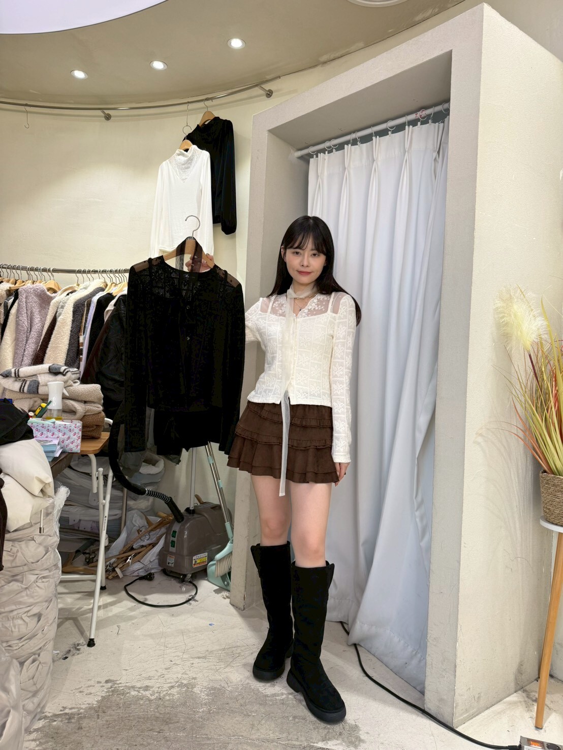 SU5312 V領假兩件針織長袖上衣