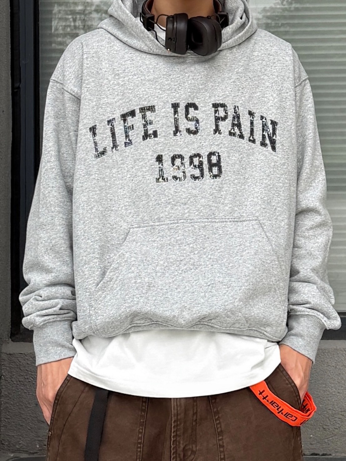 LIFEISPAIN 1998 爆裂紋 加絨 帽T