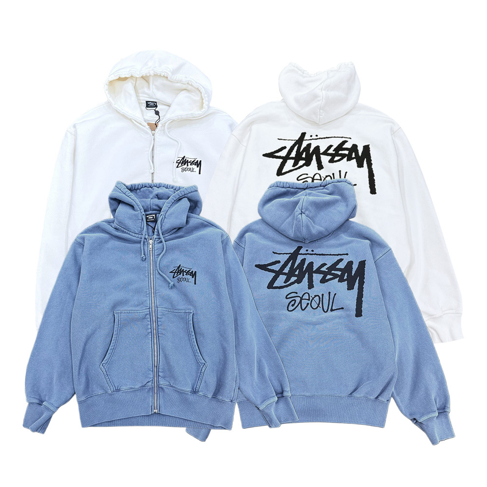 Stussy Stockx Seoul P.D. ZIP Hood 外套 霧霾藍/白 3973980P