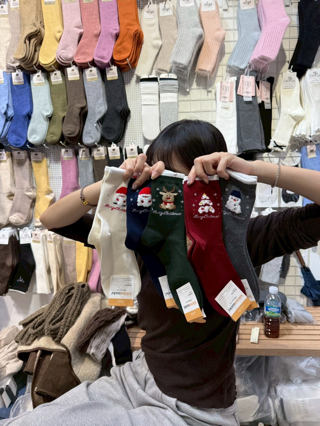 CT5306 純色毛毛立體聖誕公仔長襪 (任選5對$75/ 任選10對 $138)