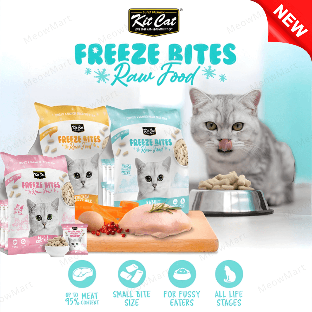 【新品7折】Kit Cat 凍乾生肉貓糧 225g (15獨立小包)