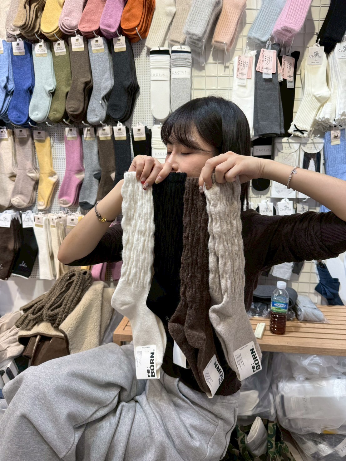 CT3345 💜羊毛&羊絨膝下泡泡襪  羊毛60% 羊絨10%