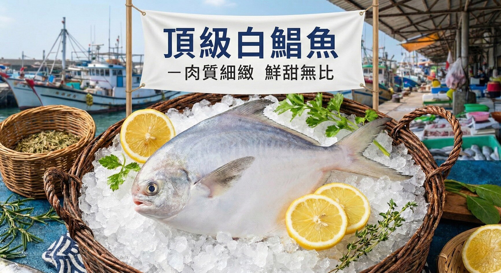 鮮嫩野生藍帶白鯧魚