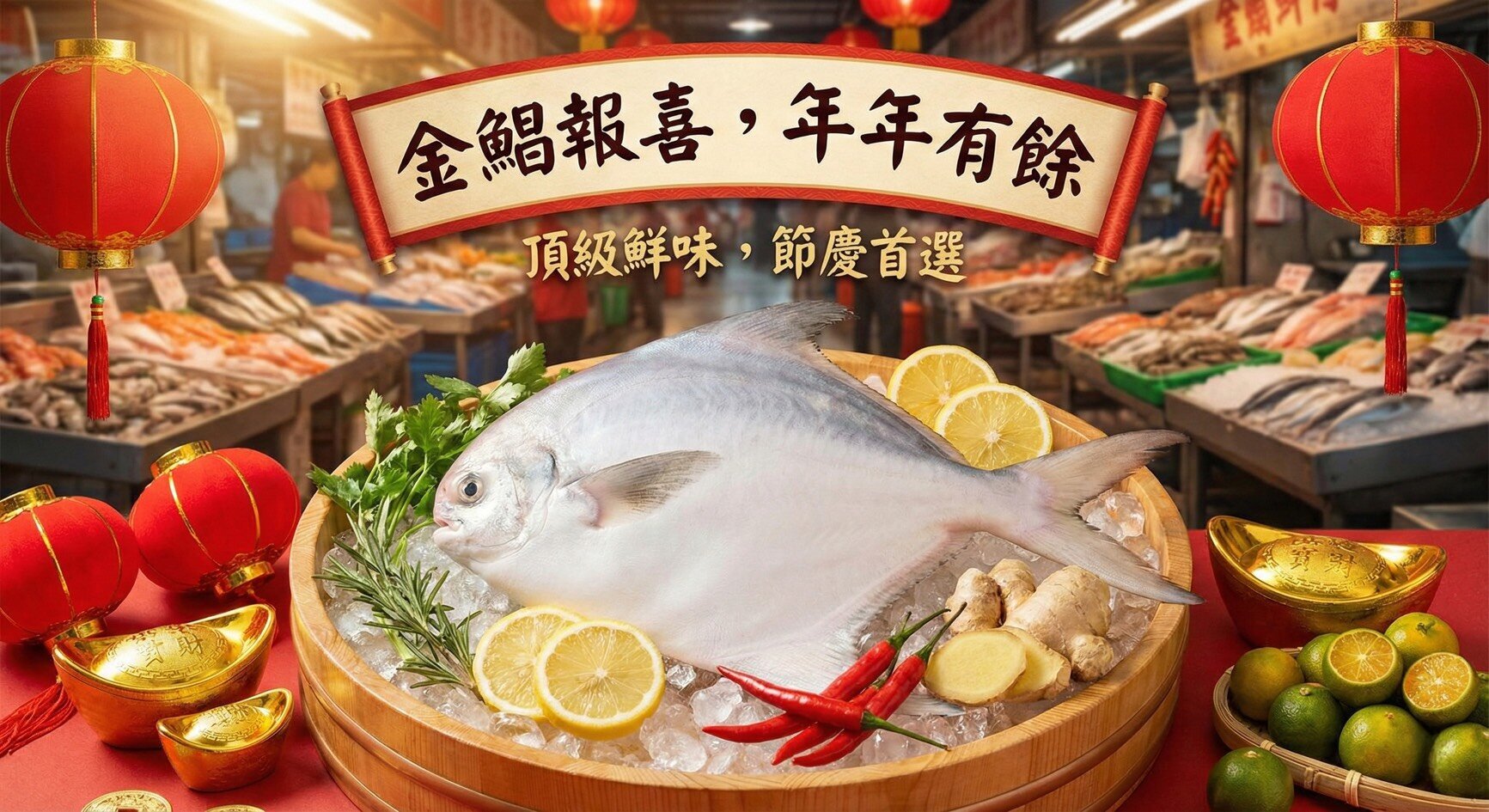 鮮嫩野生藍帶白鯧魚