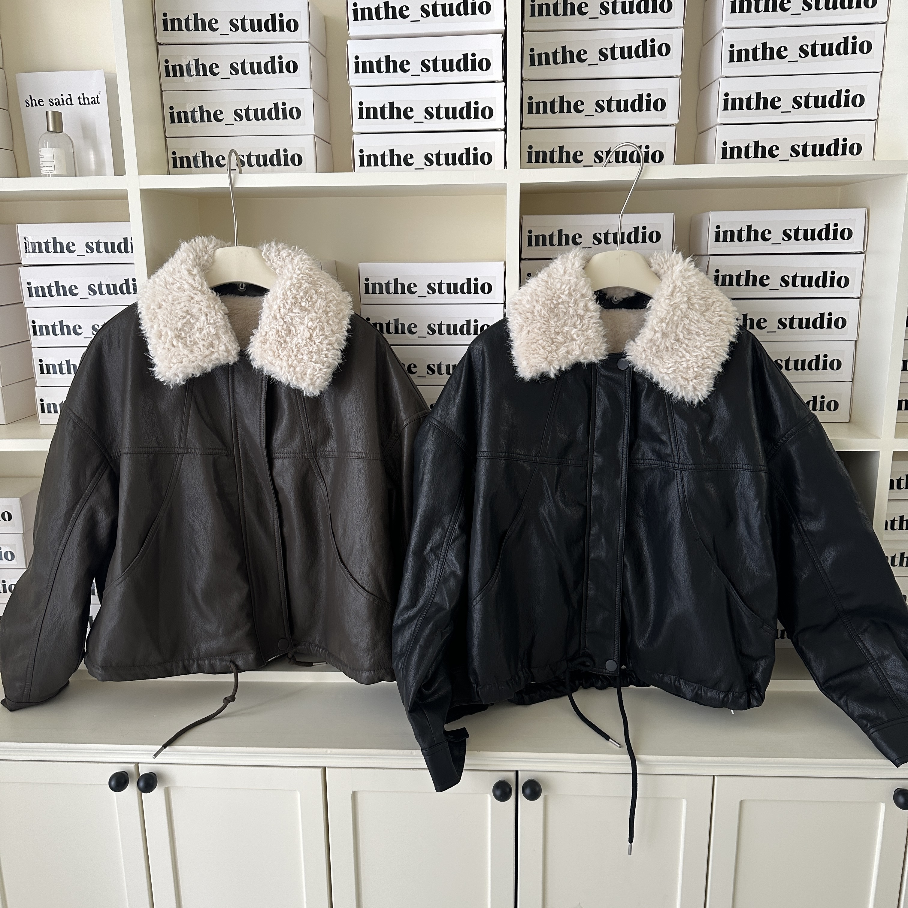 熊寶寶毛毛翻領軟皮革外套 66706