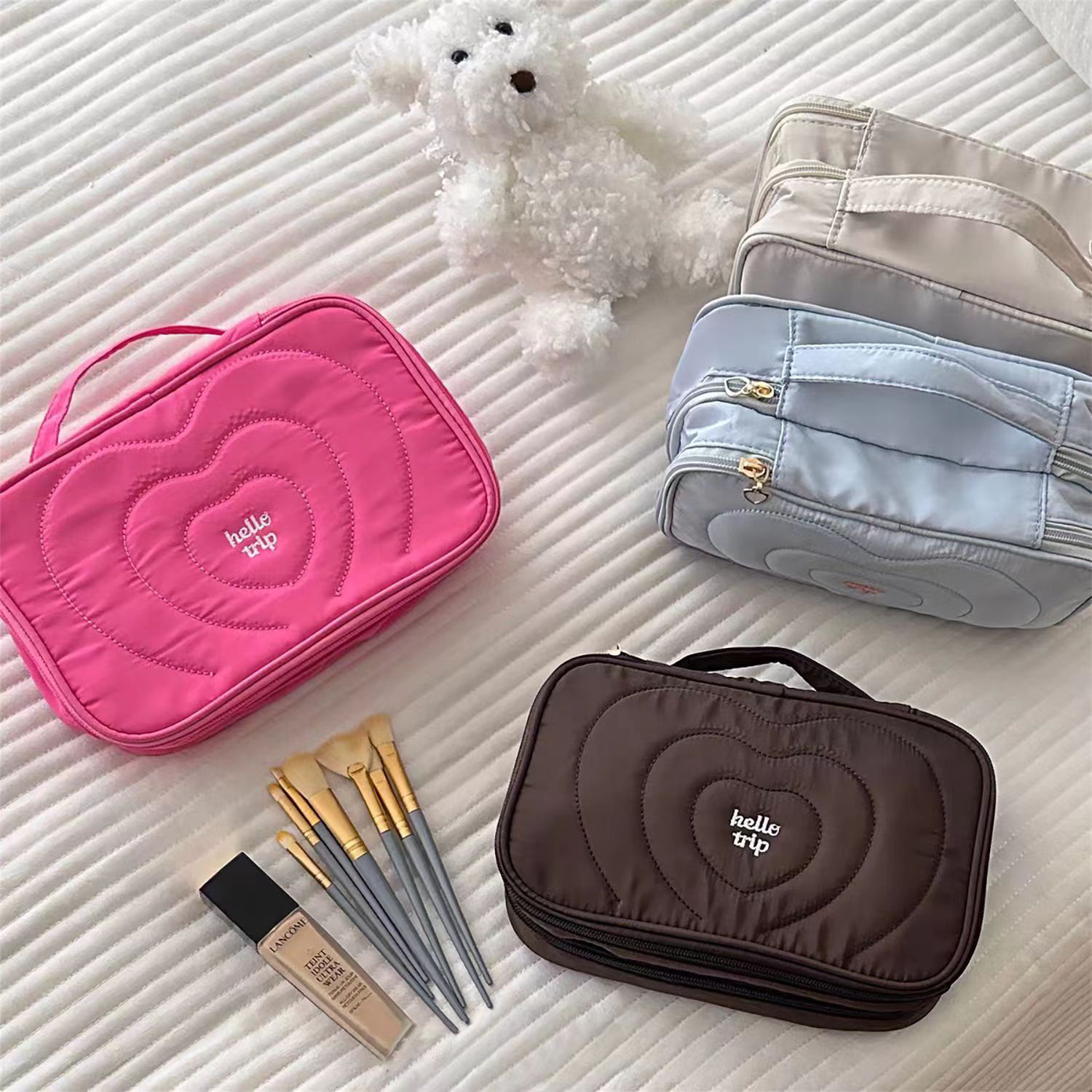 《6469》愛心尼龍雙層收納化妝包