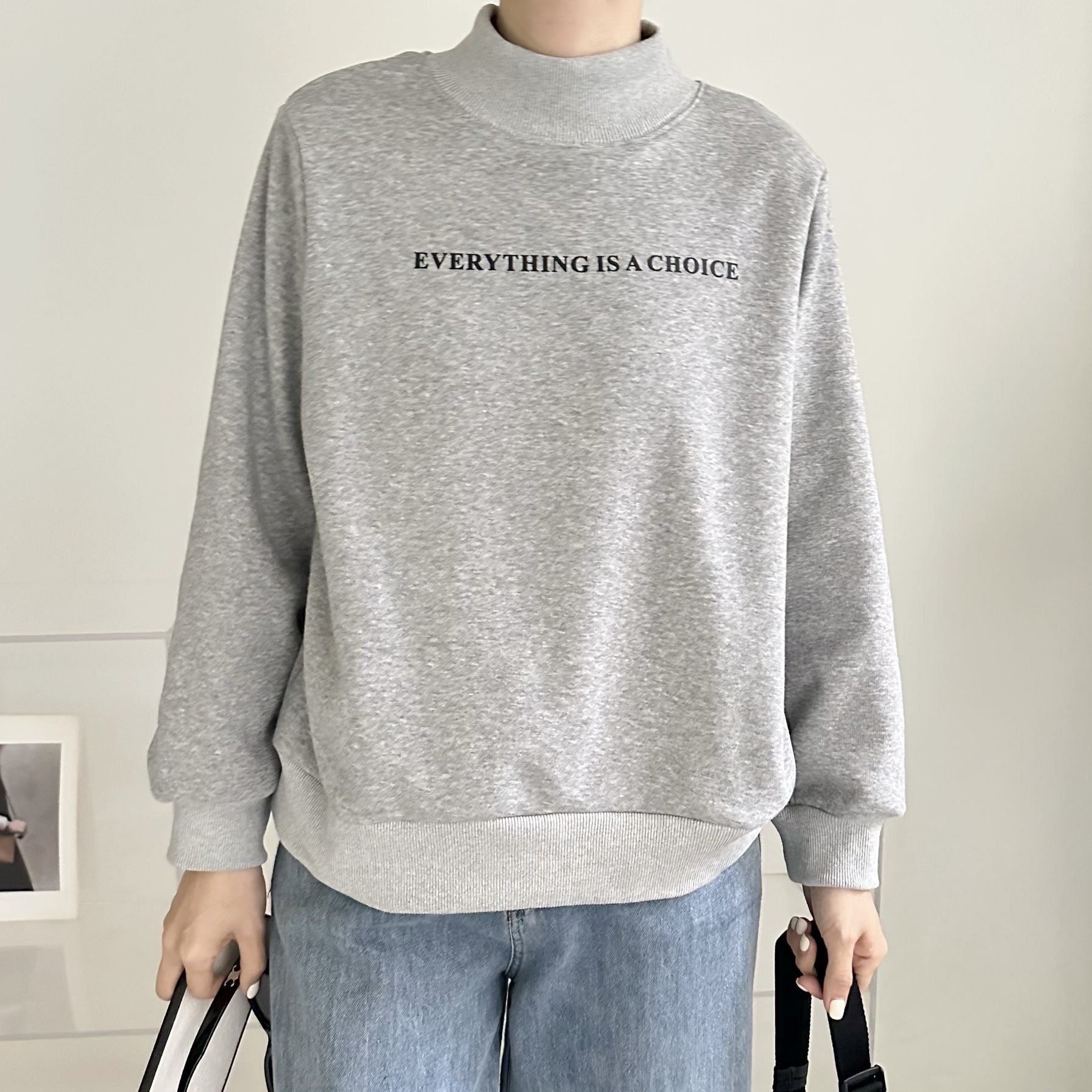 【BONNIE】高領細英文字毛底衛衣  - 5色選擇 (C28-C32)