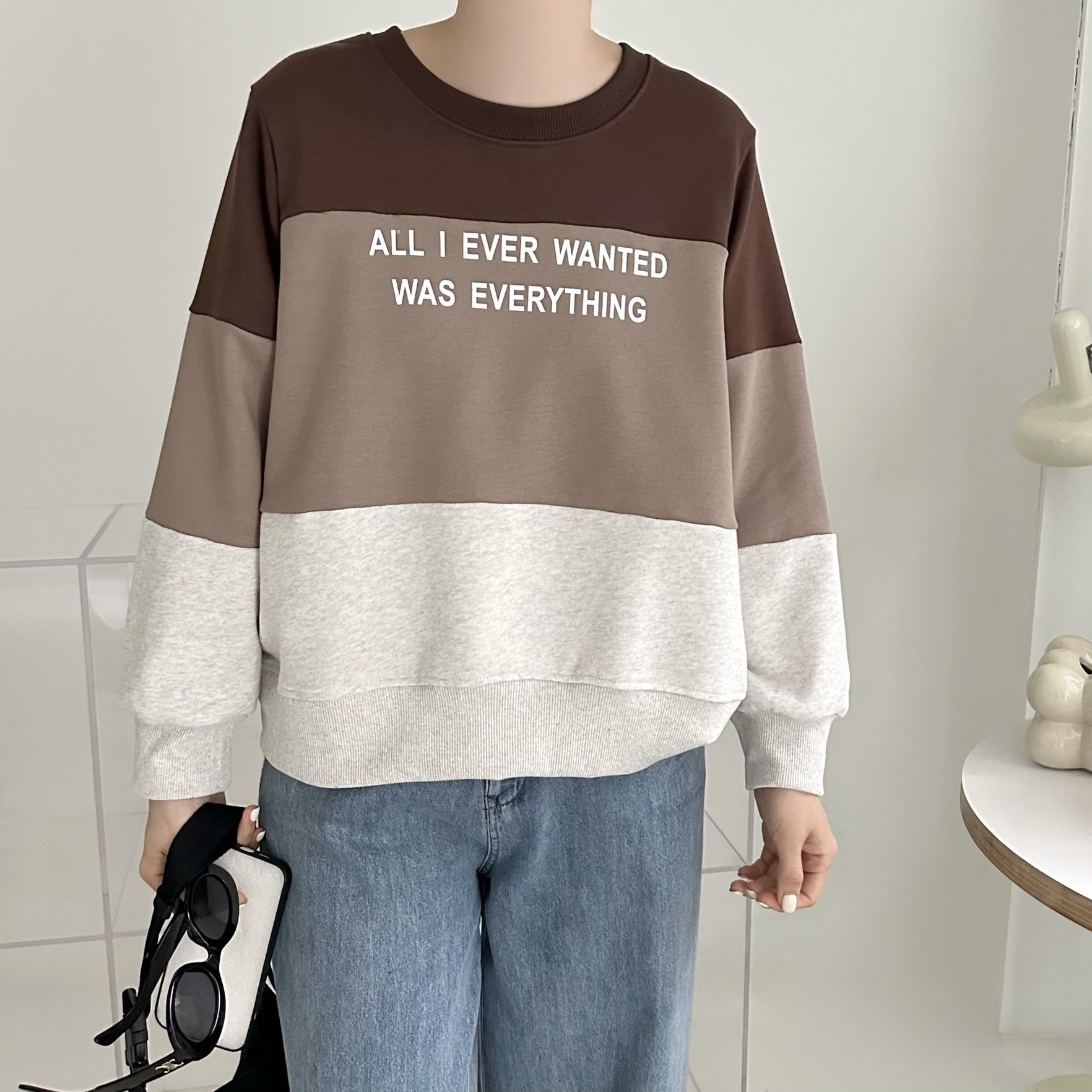 【BONNIE】三拼色印英文字珠地衛衣 (C21-C22)