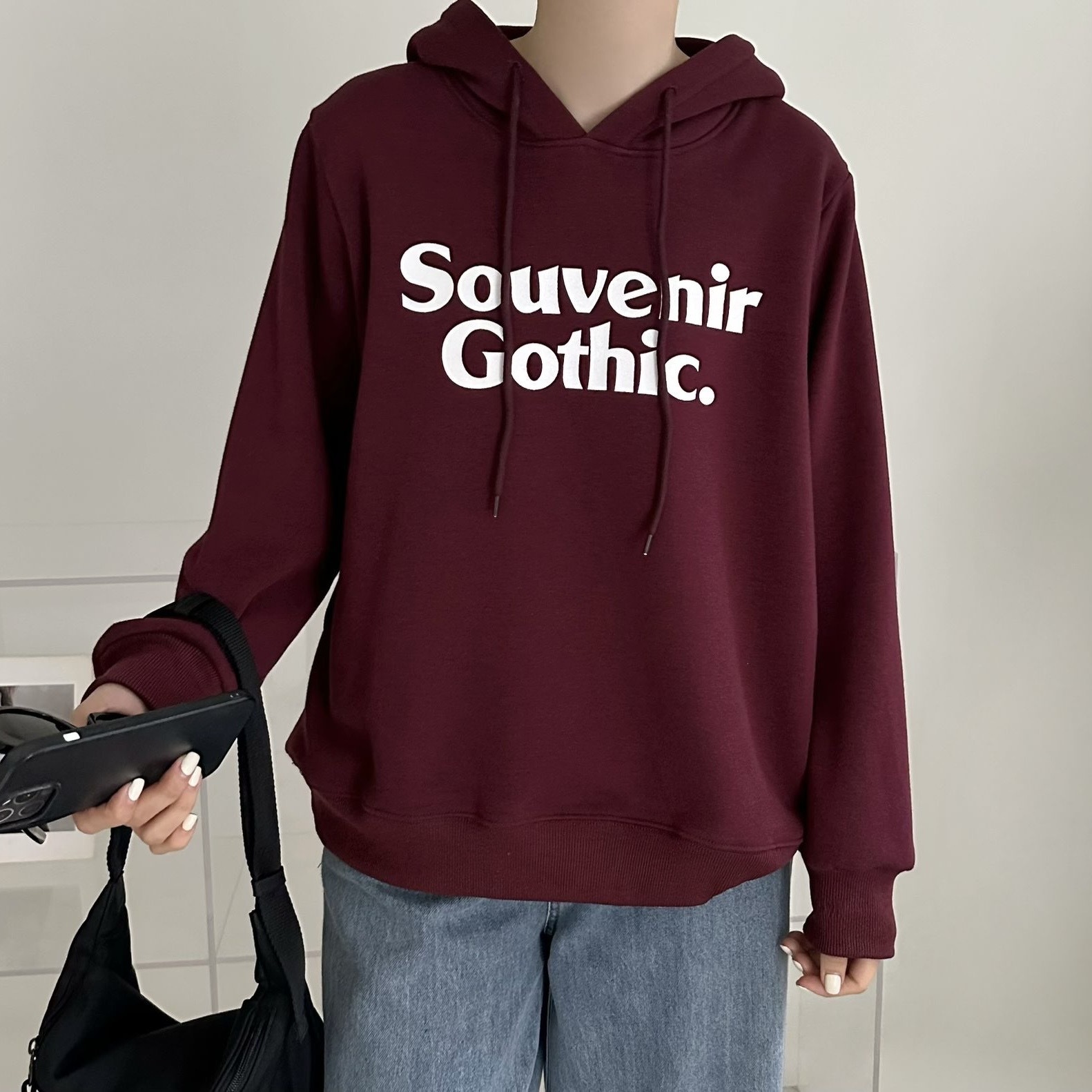 【BONNIE】6色英文印字有帽絲絨毛底衛衣  - 6色選擇 (C13-C18)