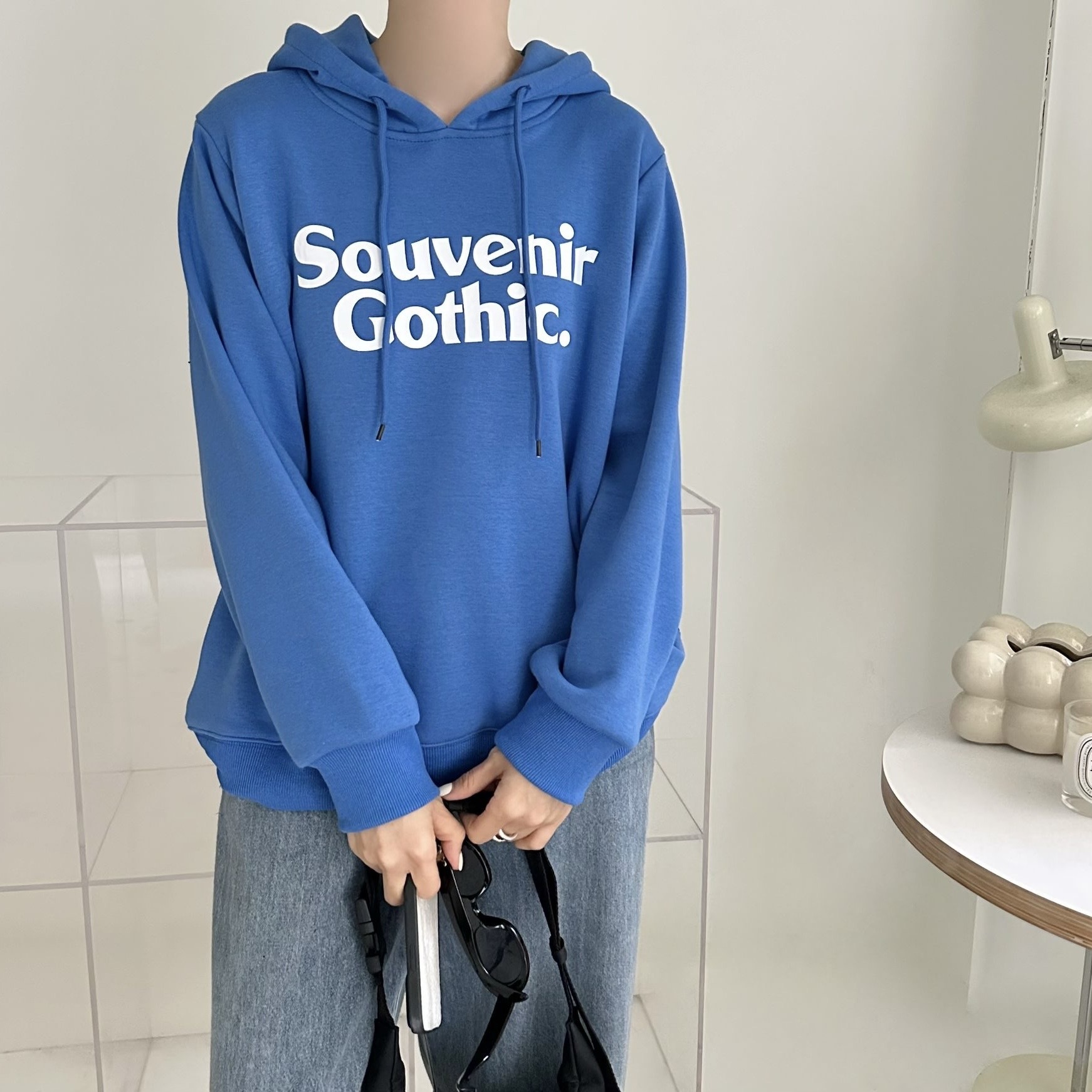 【BONNIE】英文印字有帽絲絨毛底衛衣 (E118-E121)