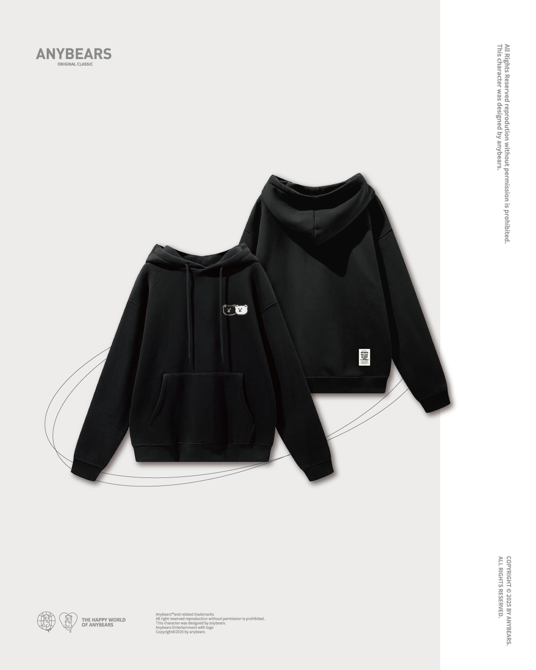 AB-CLS® 毛巾刺繡刺繡小熊重磅刷毛帽T-C14 Towel Embroidered Bear Hoodie